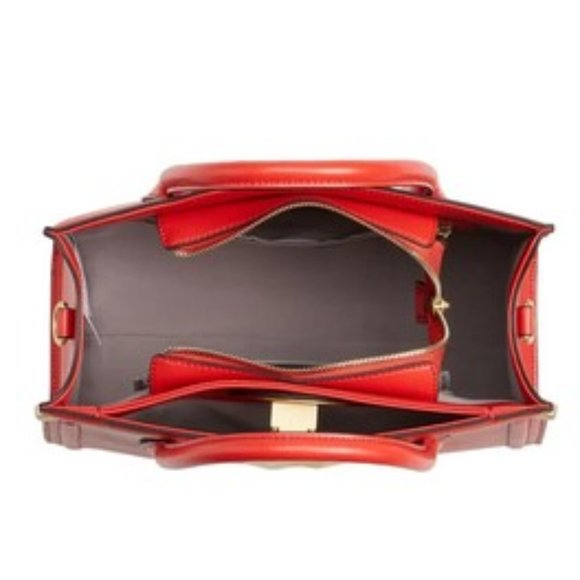 Celine Dion Octave Leather Satchel Red - Picture 5 of 12